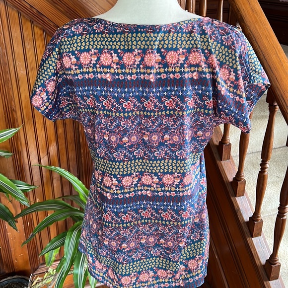 Floral Cold Shoulder Cap Sleeve Top Sz S - Picture 3 of 6